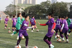 Các thành viên đội tuyển U16 nữ Việt Nam trong buổi tập gần đây. (Ảnh: VFF)
