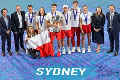 Các thành viên đội tuyển quần vợt Ba Lan ăn mừng chức vô địch. (Ảnh: United Cup)