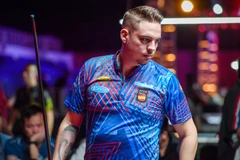 Tay cơ từng giữ vị trí số 1 thế giới Francisco Sanchez Ruiz thi đấu tại Hanoi Open Pool Championship 2023. (Ảnh: THÀNH ĐẠT)