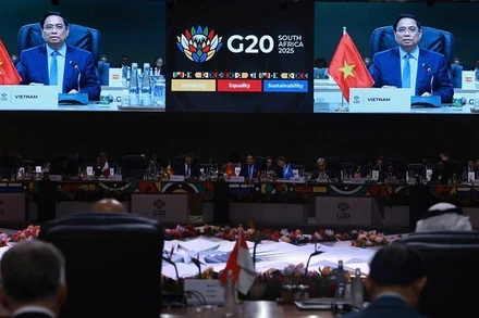 Thủ tướng Phạm Minh Chính tham dự Phiên thảo luận thứ ba của Hội nghị Thượng đỉnh G20. (Ảnh: VGP/Nhật Bắc)