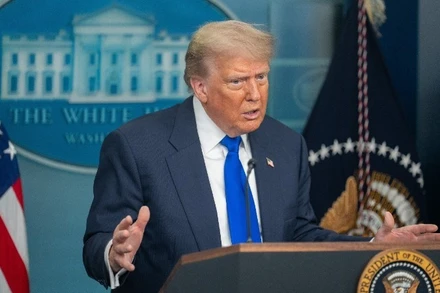 Tổng thống Mỹ Donald Trump trong một lần phát biểu tại Nhà trắng. (Ảnh: THX/TTXVN)