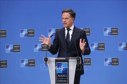 Tổng Thư ký NATO Mark Rutte phát biểu trong cuộc họp báo tại Brussels (Bỉ). (Ảnh: Tân hoa xã)