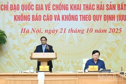 Thủ tướng Phạm Minh Chính chủ trì Phiên họp lần thứ 18 của Ban Chỉ đạo Quốc gia về IUU. (Ảnh: TRẦN HẢI)