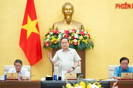 Chủ tịch Quốc hội Trần Thanh Mẫn phát biểu tại phiên họp. (Ảnh ĐĂNG ANH)