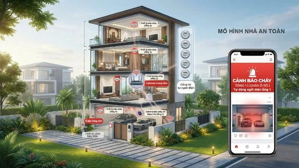 Mô hình nhà an toàn ứng dụng công nghệ phòng cháy chữa cháy thông minh.