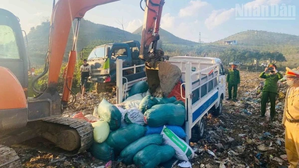 Cơ quan chức năng tiến hành tiêu hủy 1,3 tấn thực phẩm bẩn.