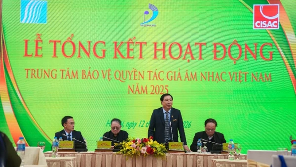 Quang cảnh Lễ tổng kết hoạt động Trung tâm bảo vệ quyền tác giả âm nhạc Việt Nam năm 2025.