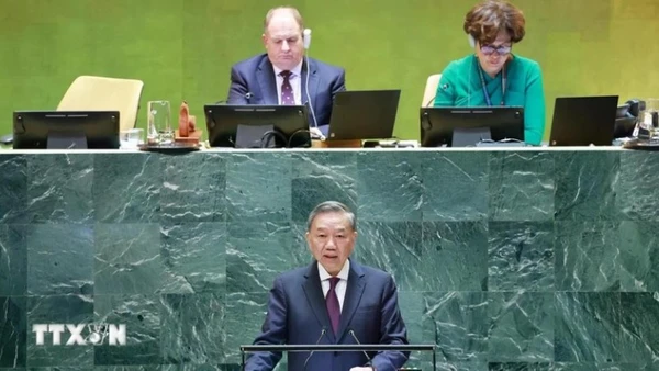 Tổng Bí thư, Chủ tịch nước Tô Lâm phát biểu tại Phiên thảo luận chung cấp cao Đại hội đồng Liên hợp quốc Khóa 79 (tháng 9/2024). (Ảnh: TTXVN)