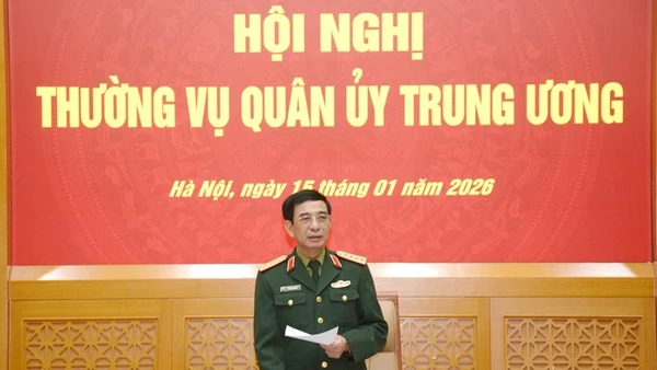 Đại tướng Phan Văn Giang chủ trì Hội nghị Thường vụ Quân ủy Trung ương. (Nguồn: qdnd.vn)