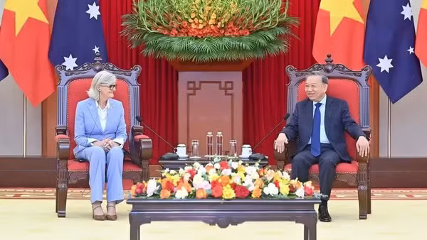 Tổng Bí thư Tô Lâm tiếp Toàn quyền Australia Sam Mostyn trong chuyến thăm cấp Nhà nước tới Việt Nam từ ngày 9-12/9/2025. (Ảnh: ĐĂNG KHOA)