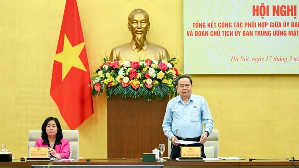 Chủ tịch Quốc hội Trần Thanh Mẫn phát biểu khai mạc hội nghị. (Ảnh: DUY LINH)