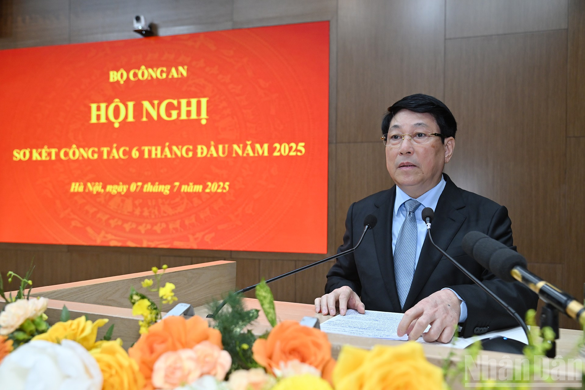 Chủ tịch nước Lương Cường phát biểu ý kiến chỉ đạo tại hội nghị. ndo_br_14.jpg