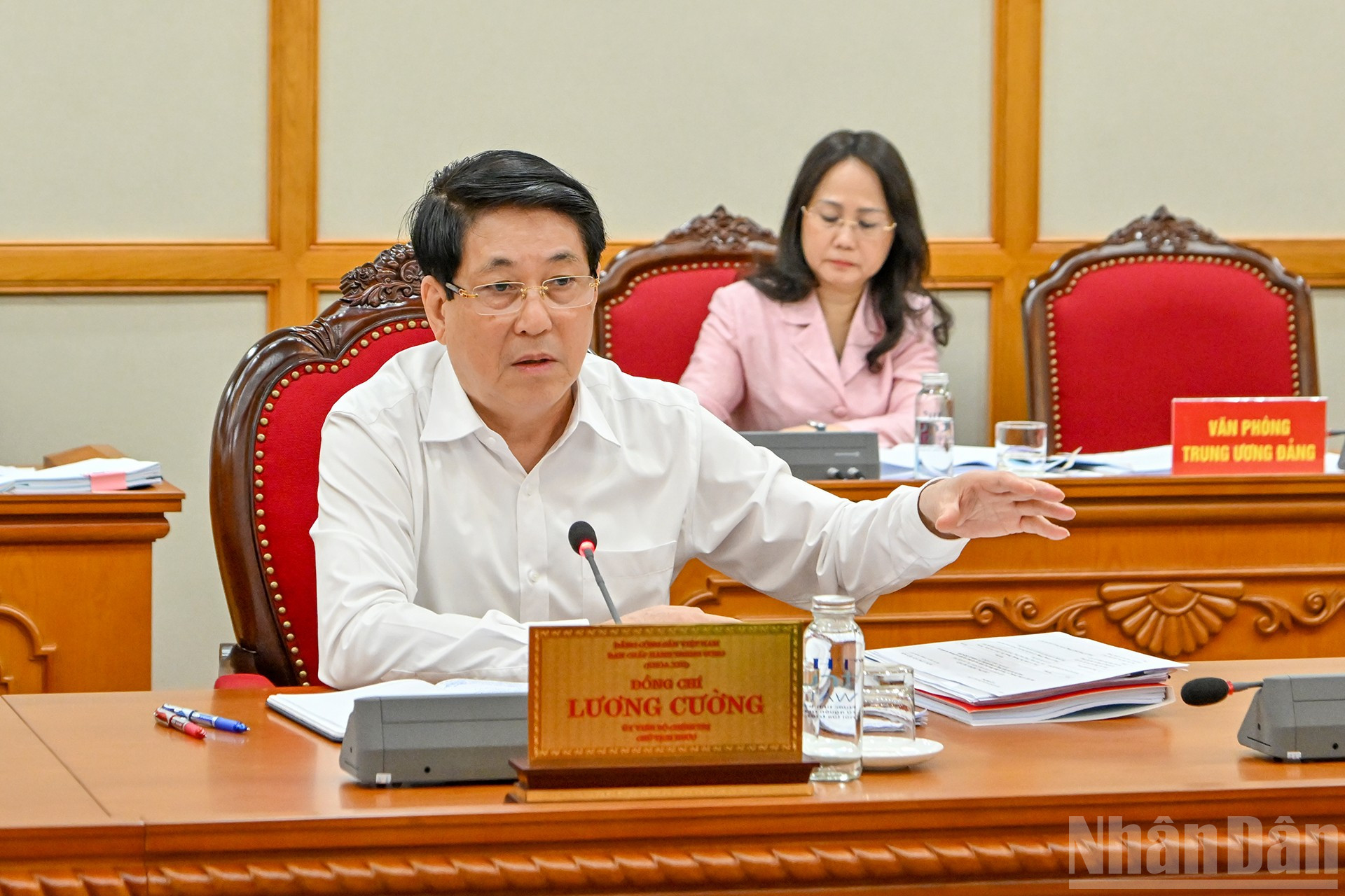 Chủ tịch nước Lương Cường phát biểu ý kiến chỉ đạo tại cuộc làm việc với Ban Thường vụ Tỉnh ủy Điện Biên. ndo_br_6.jpg