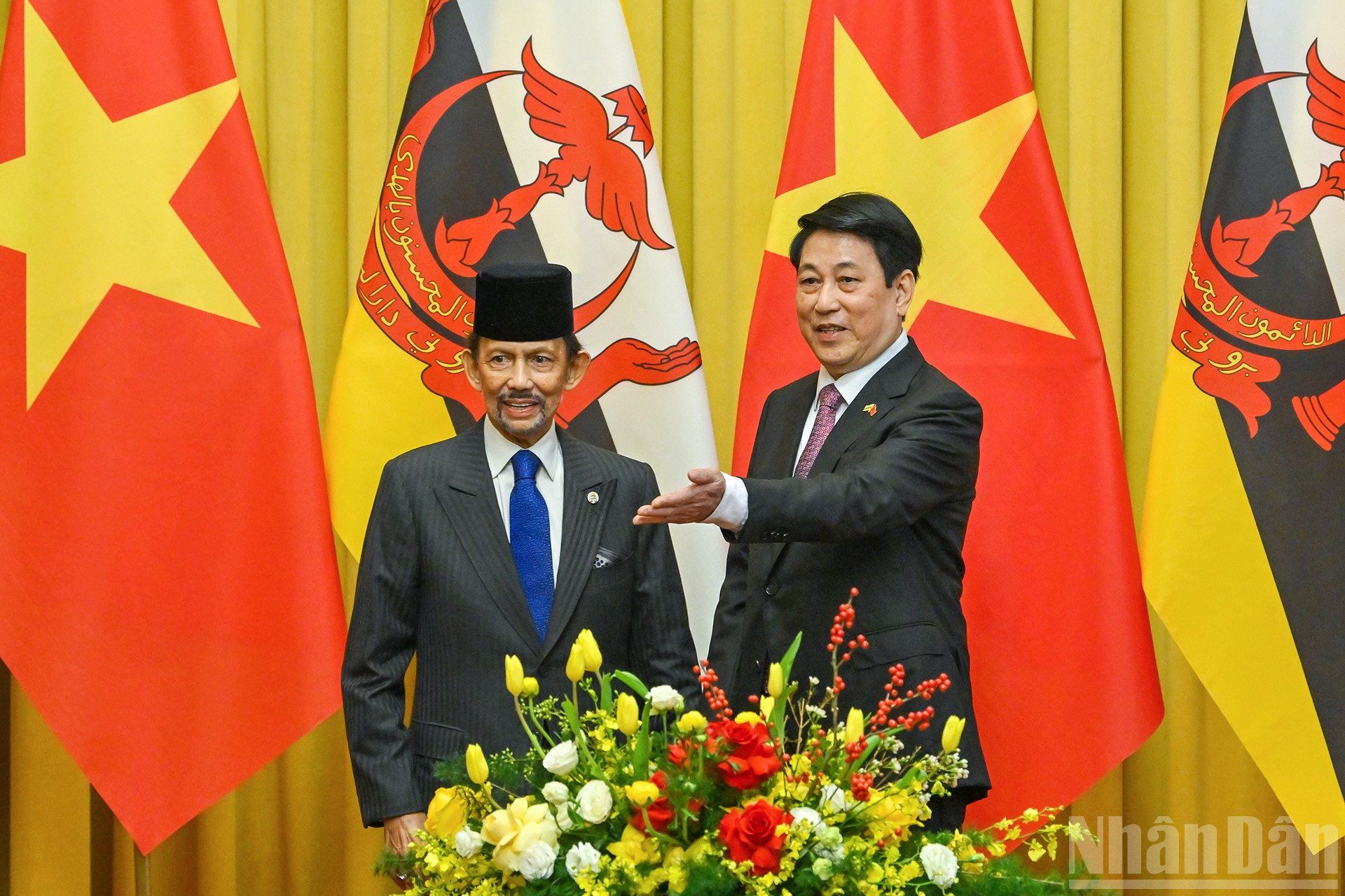 Prezydent Luong Cuong i sułtan Brunei Darussalam Haji Hassanal Bolkiah podczas rozmów. ndo_br_6.jpg
