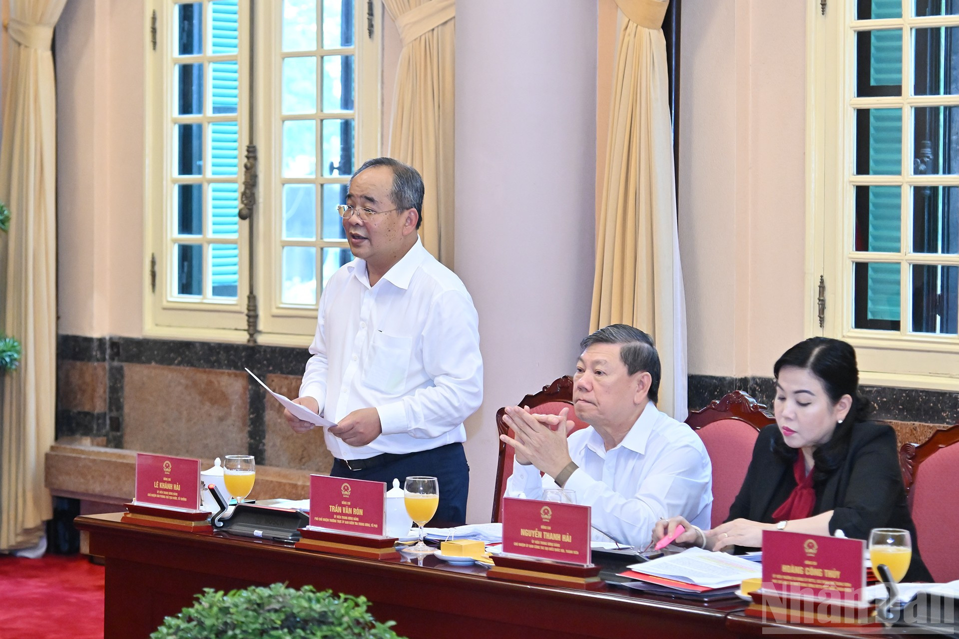 Chủ nhiệm Văn phòng Chủ tịch nước Lê Khánh Hải phát biểu tại buổi làm việc. ndo_br_4-8385.jpg
