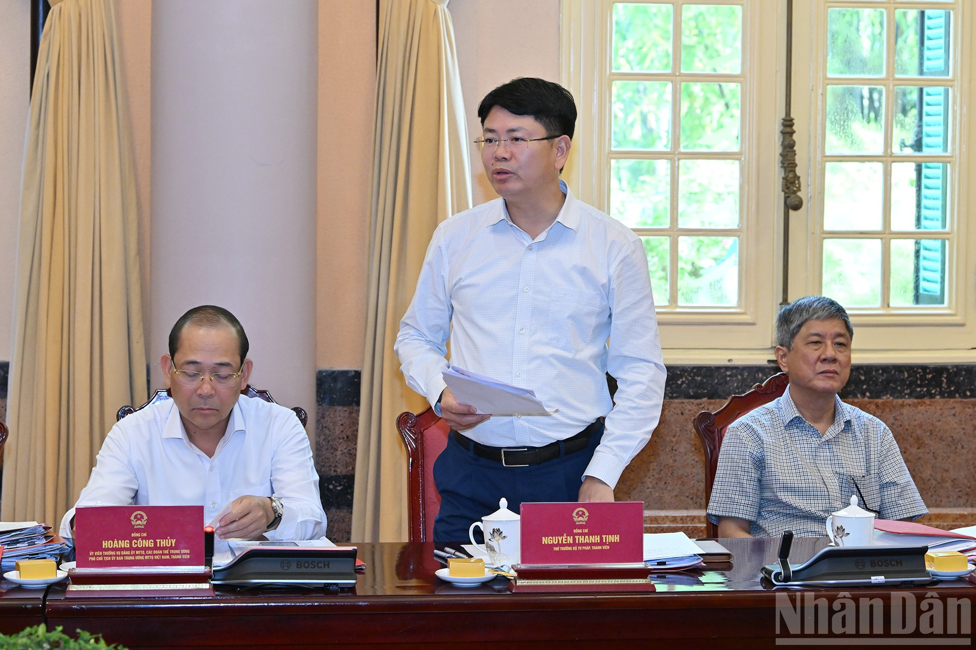 Thứ trưởng Tư pháp Nguyễn Thanh Tịnh phát biểu tại buổi làm việc. ndo_br_chi-2290.jpg
