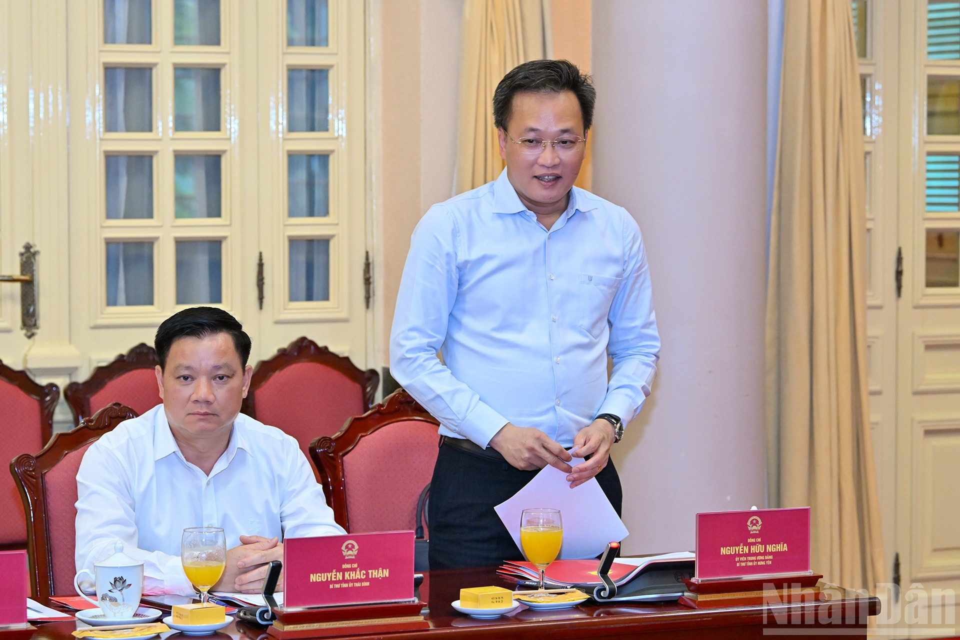 Bí thư Tỉnh ủy Hưng Yên Nguyễn Hữu Nghĩa phát biểu tại buổi làm việc. ndo_br_6-7098.jpg