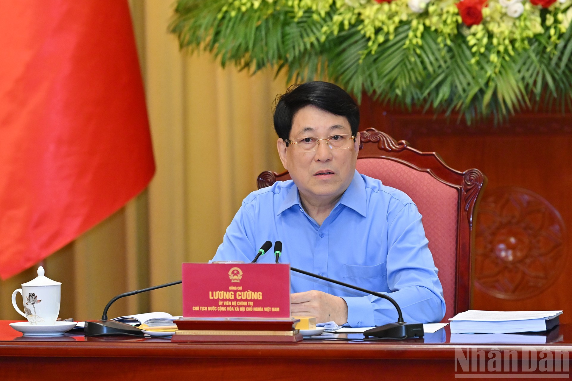 Chủ tịch nước Lương Cường phát biểu tại buổi làm việc với Tỉnh ủy Quảng Ninh. ndo_br_5.jpg