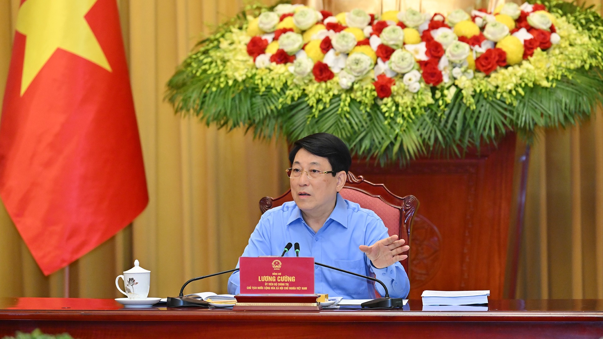  Chủ tịch nước Lương Cường phát biểu tại buổi làm việc với Tỉnh uỷ Quảng Ninh.