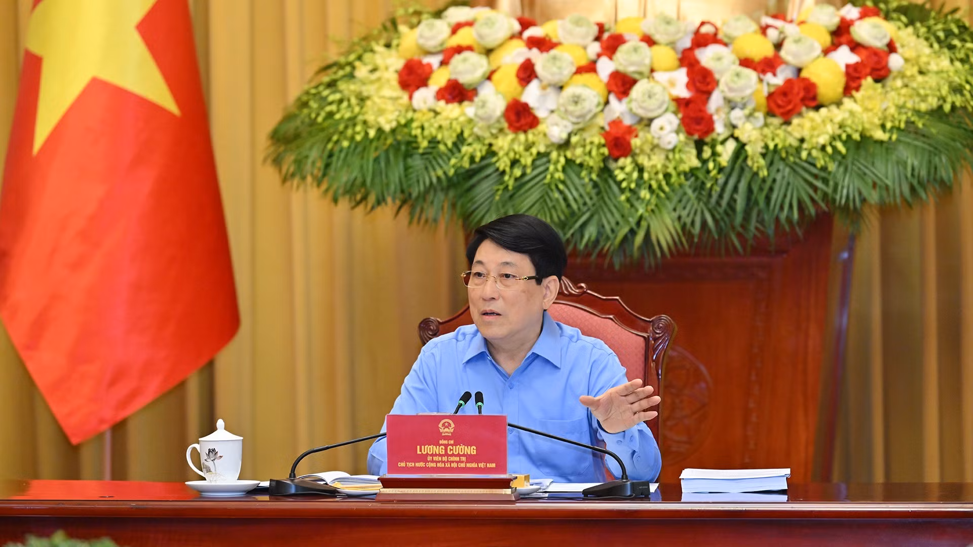  Chủ tịch nước Lương Cường phát biểu tại buổi làm việc với Tỉnh uỷ Quảng Ninh.