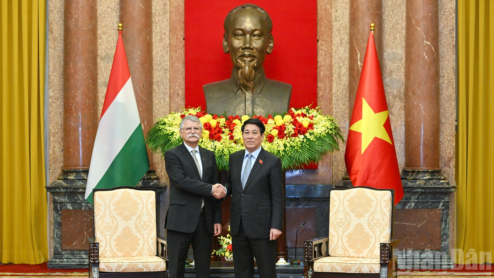 Chủ tịch nước Lương Cường và Chủ tịch Quốc hội Hungary Kover Laszlo.
