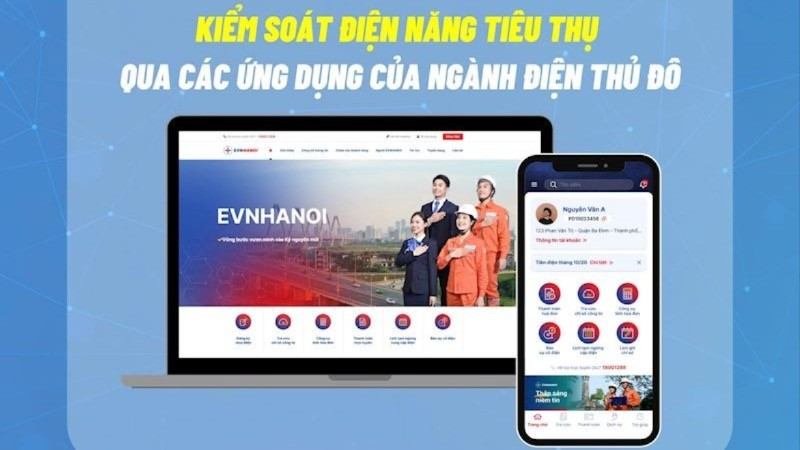 Kiểm soát điện năng tiêu thụ thông qua các ứng dụng. (Ảnh: EVNHANOI)