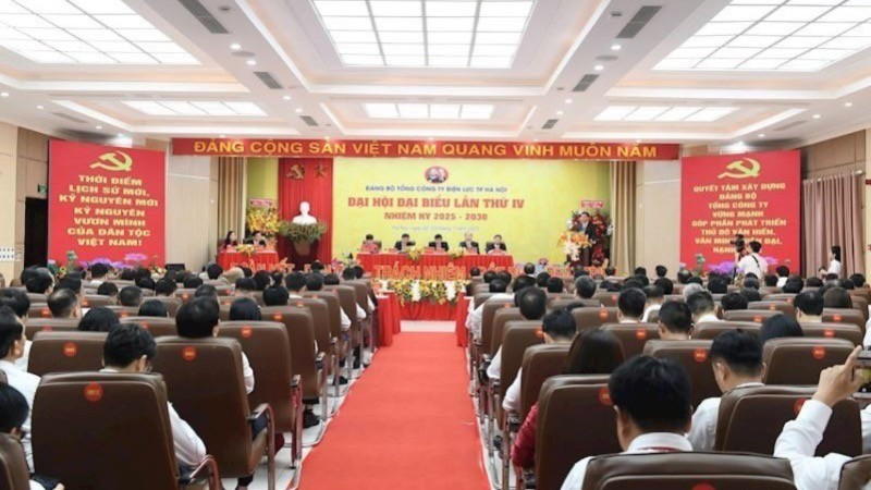 Toàn cảnh Đại hội đại biểu Tổng công ty Điện lực thành phố Hà Nội lần thứ IV, nhiệm kỳ 2025-2030. (Ảnh: EVNHANOI)