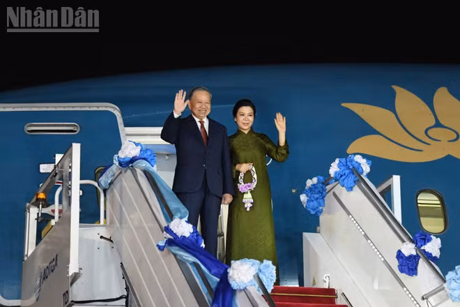 Tổng Bí thư, Chủ tịch nước Tô Lâm và Phu nhân kết thúc tốt đẹp chuyến thăm chính thức Thái Lan. (Ảnh: XUÂN SƠN)