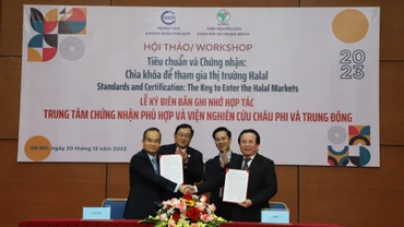 Lễ ký Biên bản ghi nhớ hợp tác giữa Trung tâm Chứng nhận Phù hợp (QUACERT) và Viện nghiên cứu châu Phi và Trung Đông.