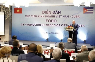 Thủ tướng nước Cộng hòa Cuba Manuel Marrero Cruz phát biểu tại diễn đàn. (Ảnh: TTXVN)
