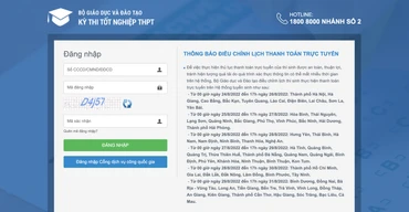 Cổng thanh toán lệ phí xét tuyển đại học trực tuyến. (Ảnh chụp màn hình)