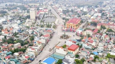 Khu trung tâm thị trấn Tiền Hải (tỉnh Thái Bình) chụp từ trên cao.