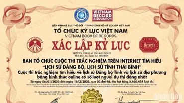 Tổ chức Kỷ lục Việt Nam xác lập kỷ lục về cuộc thi tìm hiểu "Lịch sử Đảng bộ, lịch sử tỉnh Thái Bình".