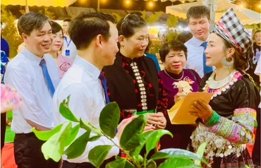 Giới thiệu sản phẩm chè Shan tuyết với du khách.