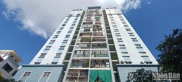 Tòa chung cư Damsan trên đường Trần Hưng Đạo (thành phố Thái Bình) thuộc diện kiểm tra về công tác phòng cháy, chữa cháy. (Ảnh: Mai Tú)