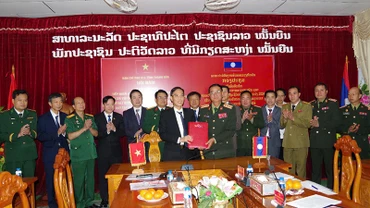 Quang cảnh lễ ký kết phối hợp tìm kiếm, quy tập liệt sĩ.