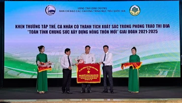 Trao tặng Cờ thi đua cho tập thể xuất sắc tiêu biểu trong xây dựng nông thôn mới.