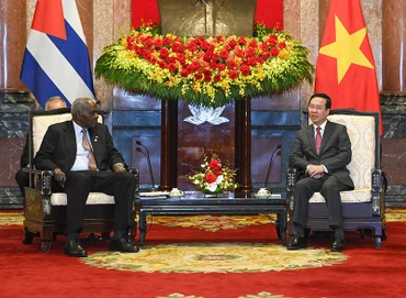 [Ảnh] Chủ tịch nước Võ Văn Thưởng tiếp Chủ tịch Quốc hội Cuba Esteban Lazo Hernandez