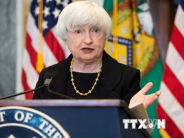 Bộ trưởng Tài chính Mỹ Janet Yellen phát biểu tại Washington, DC, Mỹ. (Ảnh: AFP/TTXVN)