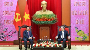 Tổng Bí thư Tô Lâm tiếp đồng chí Ouch Borith, Ủy viên Ban Thường vụ Trung ương Đảng Nhân dân Campuchia, Phó Chủ tịch thứ Nhất Thượng viện Campuchia.