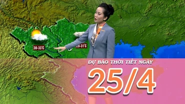 [Video] Dự báo thời tiết ngày 25/4/2025: Mưa dông trên khác khu vực kèm theo nguy cơ xuất hiện lốc, sét