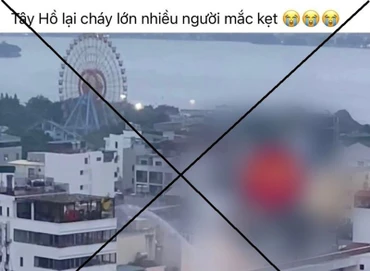 Thông tin tại quận Tây Hồ cháy lớn nhiều người mắc kẹt là sai sự thật. (Ảnh: congan.hanoi.gov.vn)