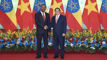 Thủ tướng Phạm Minh Chính và Thủ tướng nước Cộng hòa Dân chủ Liên bang Ethiopia Abiy Ahmed Ali.