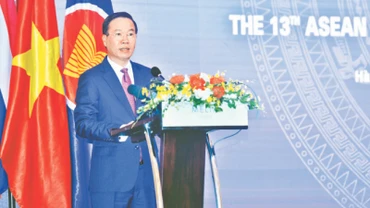 Chủ tịch nước Võ Văn Thưởng phát biểu tại Hội nghị Viện trưởng Viện Kiểm sát, Viện Công tố các nước ASEAN-Trung Quốc lần thứ 13. (Ảnh Đăng Khoa)