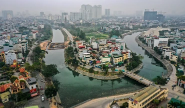 [Ảnh] Cận cảnh công trình xây dựng đập dâng giữ nước đầu tiên trên sông Tô Lịch