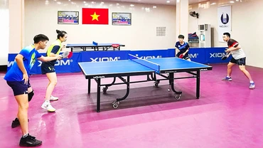 Các VĐV bóng bàn Hải Dương tích cực chuẩn bị cho Giải vô địch bóng bàn quốc gia Báo Nhân Dân lần thứ 43.