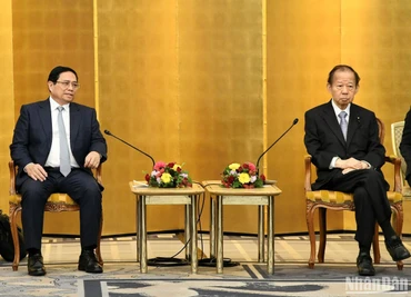 Thủ tướng Chính phủ Phạm Minh Chính tiếp Chủ tịch Liên minh Nghị sĩ hữu nghị Nhật - Việt Nikai Toshihiro.