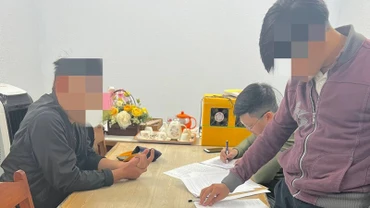 Cơ quan Công an đang lấy lời khai của N.C.H. (Ảnh: Công an cung cấp) 