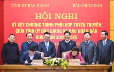 [Ảnh] Báo Nhân Dân và tỉnh Bắc Giang ký kết Chương trình phối hợp tuyên truyền giai đoạn 2024-2025