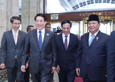 [Ảnh] Chủ tịch nước Lương Cường gặp Tổng thống Indonesia Prabowo Subianto